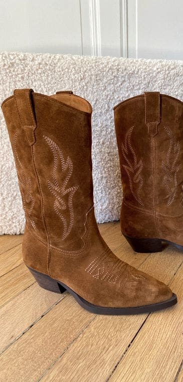 Bottes cuissardes femme taupe en suédine - Aimée