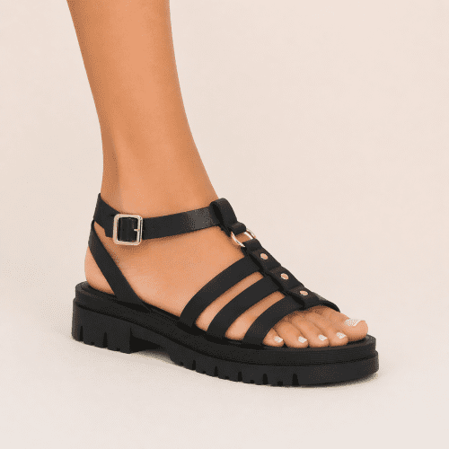 sandale clara noir Semerdjian