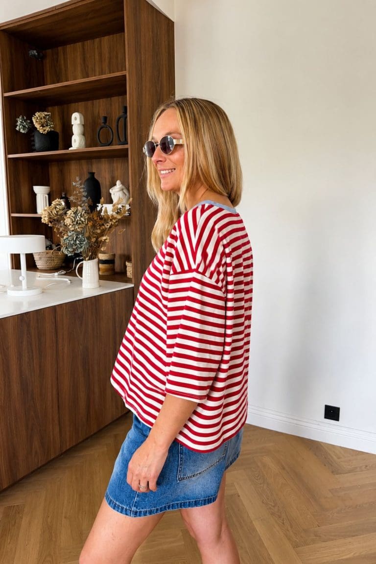 tshirt lisa e26 rouge-blanc outremesure