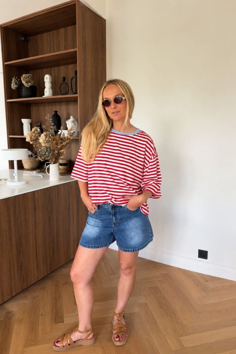 tshirt lisa e26 rouge-blanc outremesure
