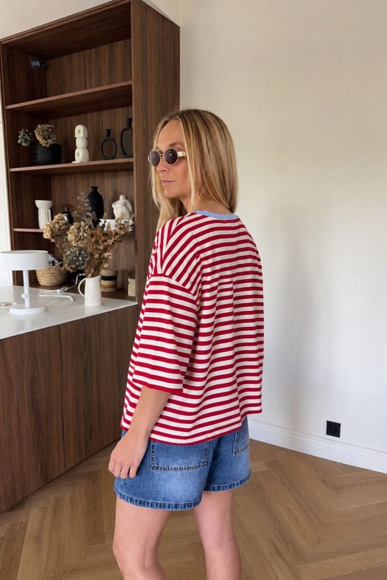 tshirt lisa e26 rouge-blanc outremesure