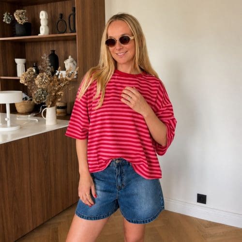 tshirt lisa e26 rouge-rose outremesure