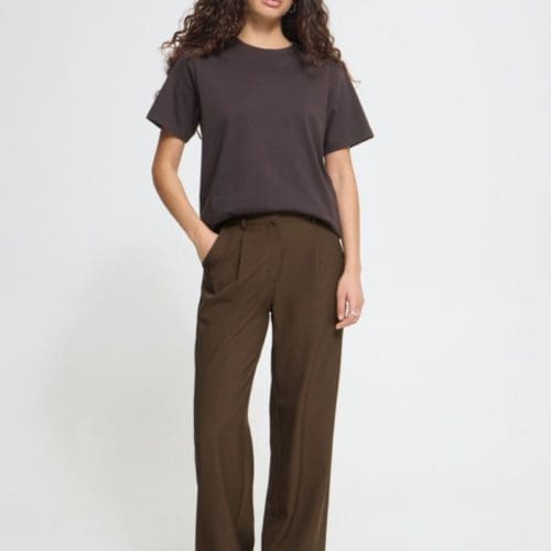 pantalon fava marron droit ichi