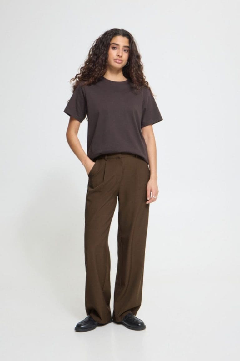 pantalon fava marron droit ichi