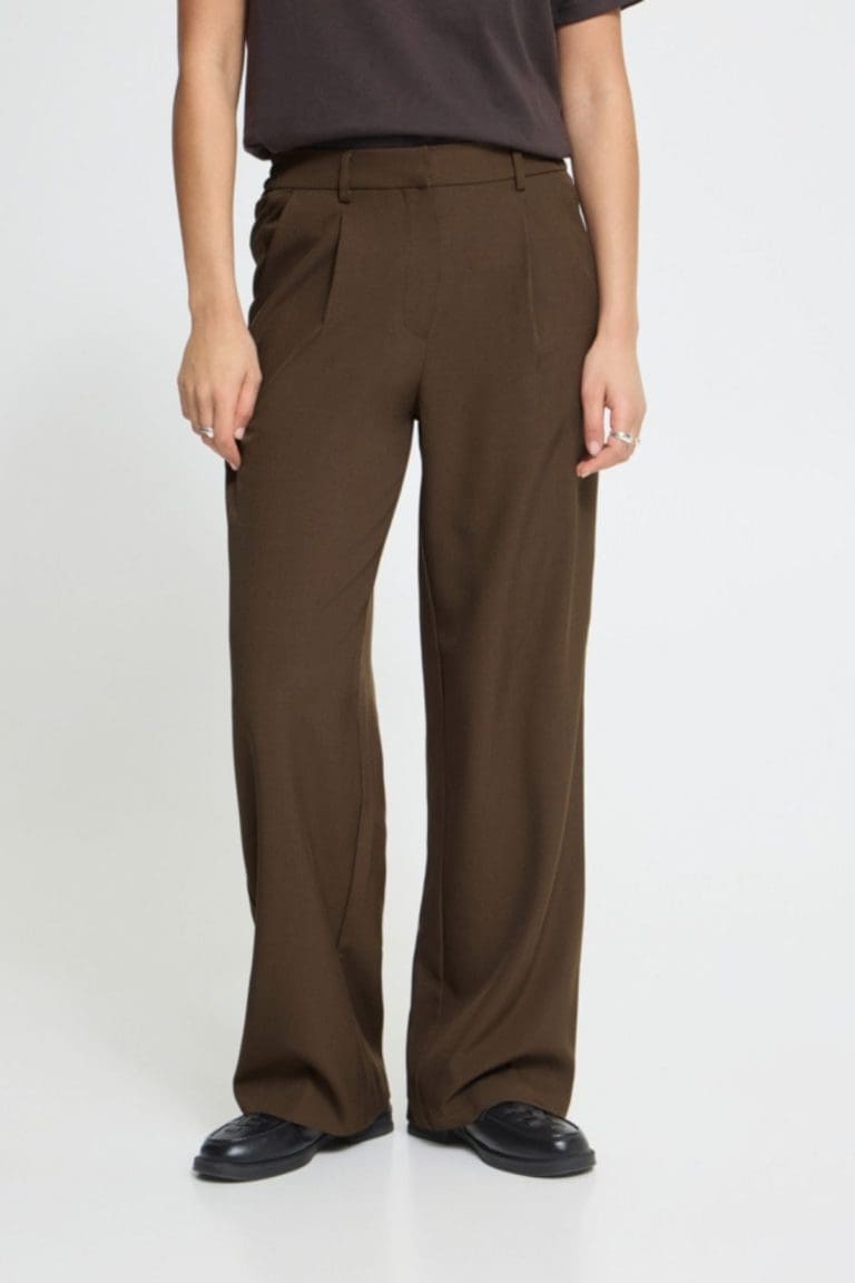 pantalon fava marron droit ichi