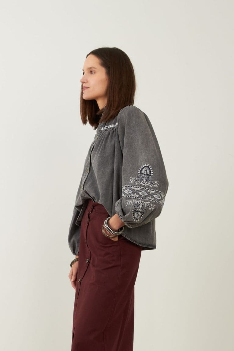 chemise yaffa gris minuit douze