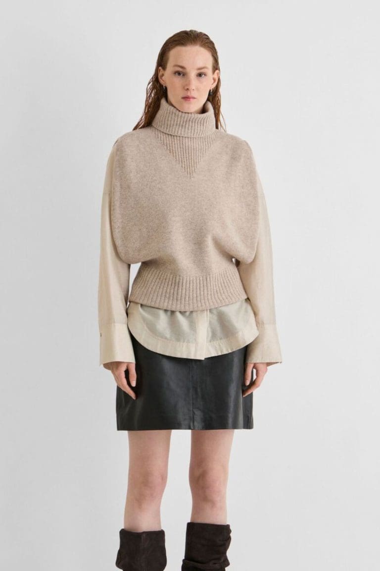 pull roucleo beige rouge edit