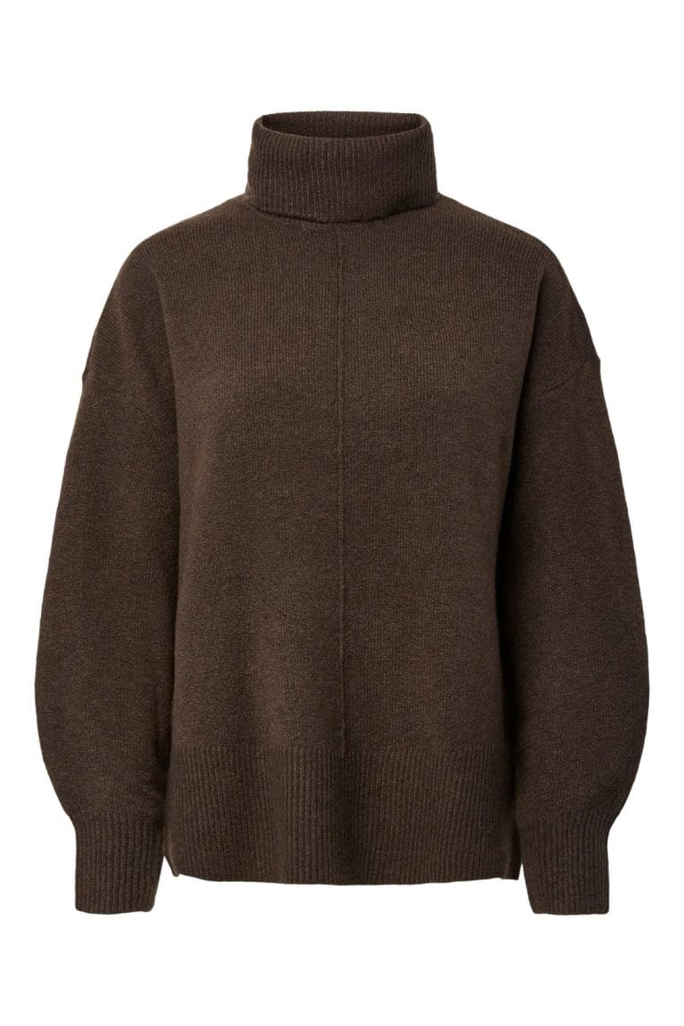 pull col roulé malou marron Pieces